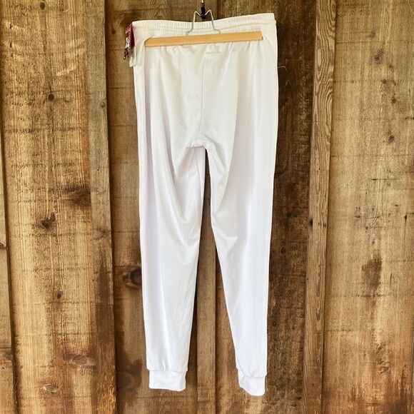 Gradual White Jogger Track Pant Zipper Pockets Tapered Running Sweatpants Lounge - Picture 3 of 15